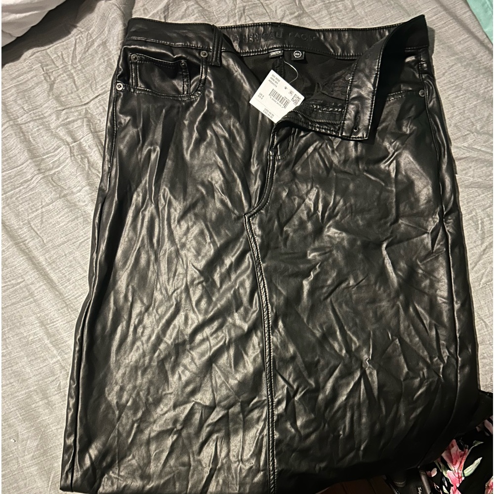 American Eagle long pleather shirt